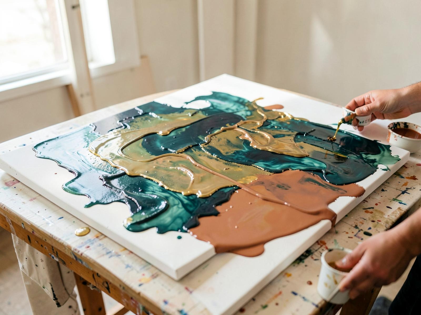 Individuelle Auftragsarbeit: Fluid-Art-Guss im Atelier